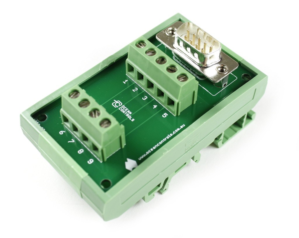 D9 Male Terminal Card Mounted on DIN Rail