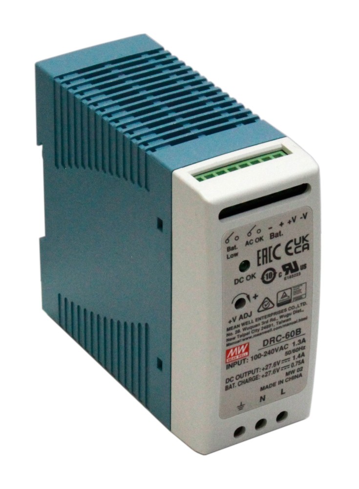 60W 27.6V DRC-60B DIN Rail Power Supply with Battery Back-up (UPS function)