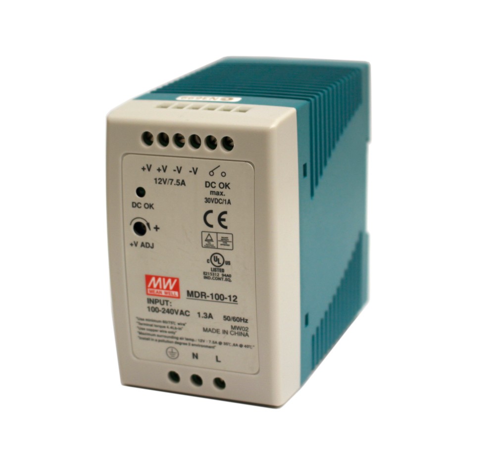 100W Mean Well MDR-100-12 Single Output DIN Rail Supply 12V Out