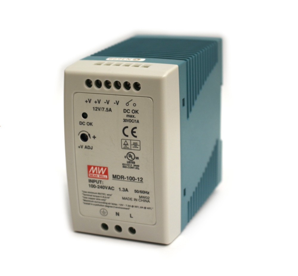 100W Mean Well MDR-100-24 Single Output DIN Rail Supply 24V Out