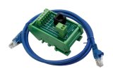 RJ45 RS-485 Breakout Distribution Card on DIN Rail Mount and RJ45 Cable