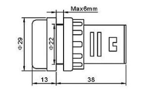 22mm LED Indicator 24VDC/AC