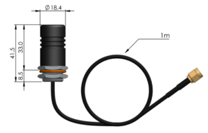 NOC-350 WiFi panel antenna dimensions — 1-meter cable wall or panel mount